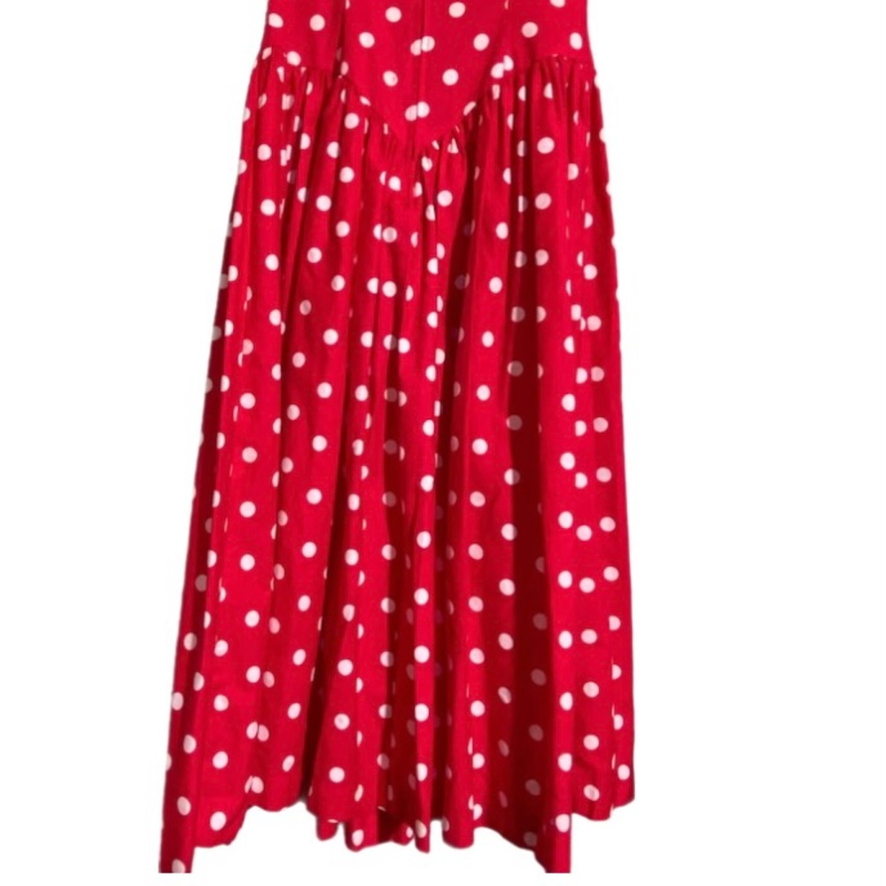 Vintage 1980’s Women’s Tea Dress Rockabilly fit & Flair 6 polka dot red black - Picture 5 of 5